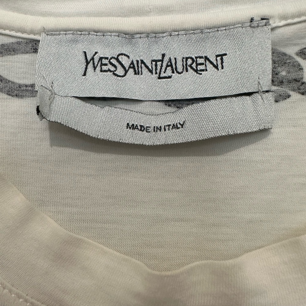 Yves Saint Laurent white cotton t-shirt heart charm graphic vintage Size S - Picture 8 of 11